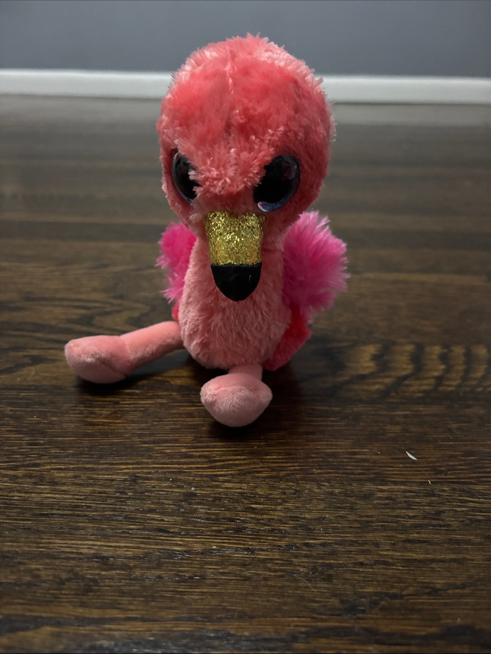 Ty Pink Flamingo Plush with Glitter Gold Beak